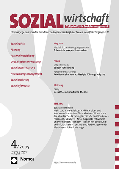 Cover of Volume: Sozialwirtschaft Volume 17 (2007), Edition 4