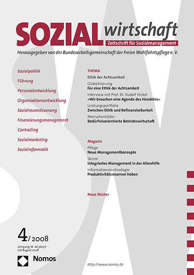 Cover of Volume: Sozialwirtschaft Volume 18 (2008), Edition 4