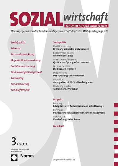 Cover of Volume: Sozialwirtschaft Volume 20 (2010), Edition 3