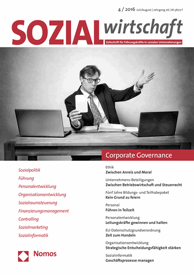 Cover of Volume: Sozialwirtschaft Volume 26 (2016), Edition 4