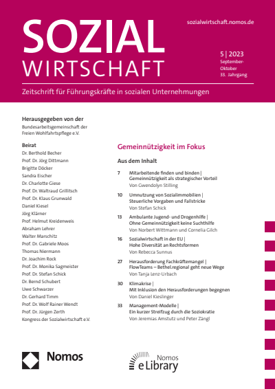 Cover of Volume: Sozialwirtschaft Volume 33 (2023), Edition 5