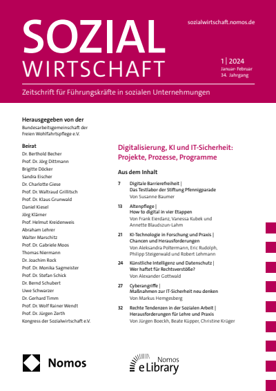 Cover of Volume: Sozialwirtschaft Volume 34 (2024), Edition 1