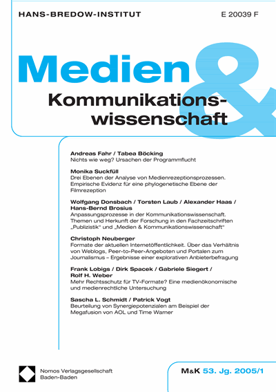 Cover der Ausgabe: M&K Medien & Kommunikationswissenschaft Jahrgang 53 (2005), Heft 1