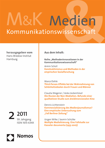 Cover der Ausgabe: M&K Medien & Kommunikationswissenschaft Jahrgang 59 (2011), Heft 2