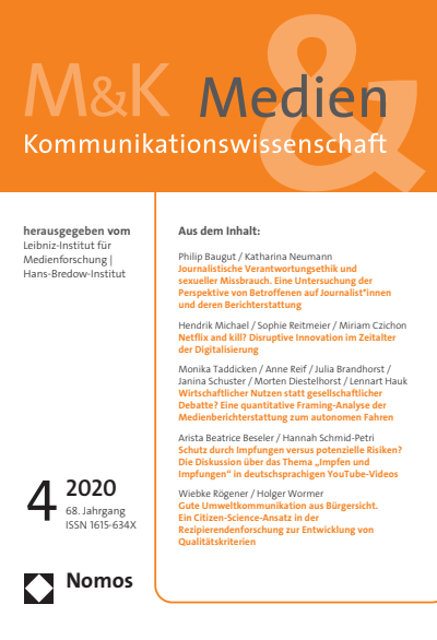 Cover of Volume: M&K Medien & Kommunikationswissenschaft Volume 68 (2020), Edition 4