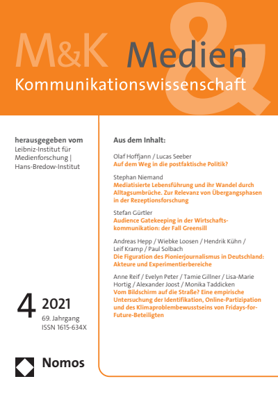 Cover of Volume: M&K Medien & Kommunikationswissenschaft Volume 69 (2021), Edition 4