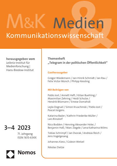 Cover of Volume: M&K Medien & Kommunikationswissenschaft Volume 71 (2023), Edition 3-4