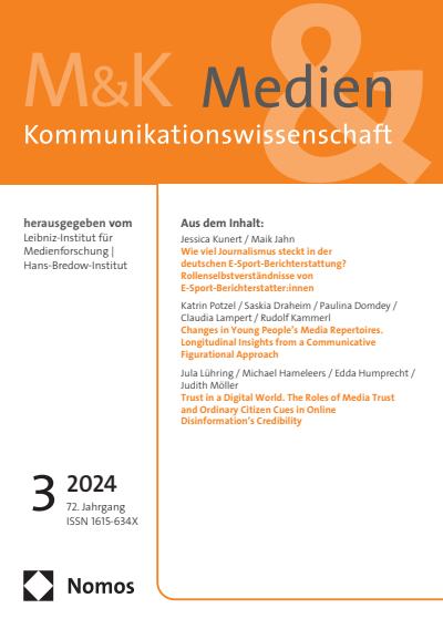 Cover of Volume: M&K Medien & Kommunikationswissenschaft Volume 72 (2024), Edition 3