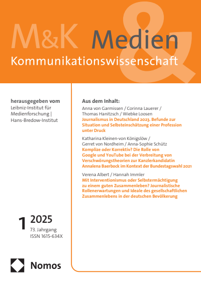 Cover of Volume: M&K Medien & Kommunikationswissenschaft Volume 73 (2025), Edition 1