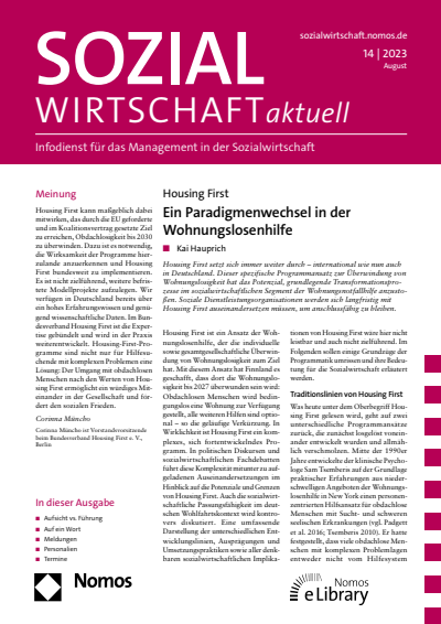 Cover der Ausgabe: Sozialwirtschaft aktuell (SWa) Jahrgang 33 (2023), Heft 14