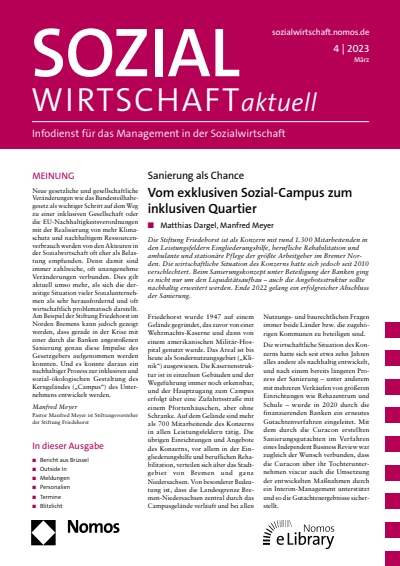 Cover der Ausgabe: Sozialwirtschaft aktuell (SWa) Jahrgang 33 (2023), Heft 4