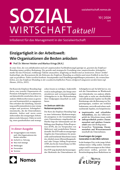 Cover der Ausgabe: Sozialwirtschaft aktuell (SWa) Jahrgang 34 (2024), Heft 10