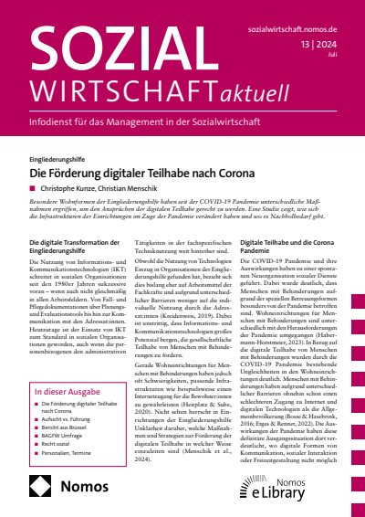 Cover der Ausgabe: Sozialwirtschaft aktuell (SWa) Jahrgang 34 (2024), Heft 13
