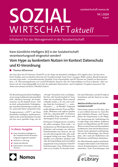 Cover der Ausgabe: Sozialwirtschaft aktuell (SWa) Jahrgang 34 (2024), Heft 14