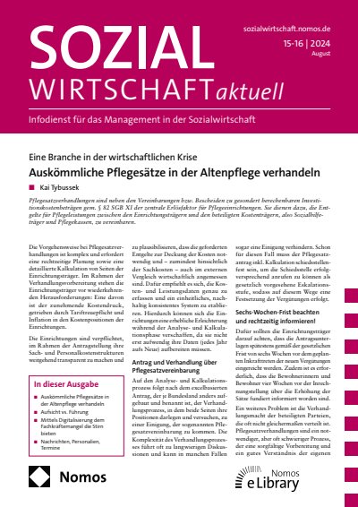 Cover der Ausgabe: Sozialwirtschaft aktuell (SWa) Jahrgang 34 (2024), Heft 15-16
