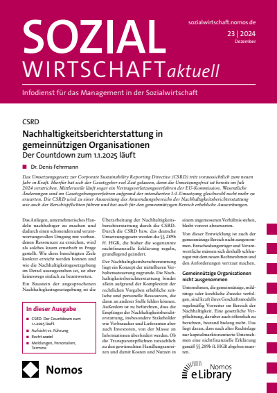 Cover der Ausgabe: Sozialwirtschaft aktuell (SWa) Jahrgang 34 (2024), Heft 23