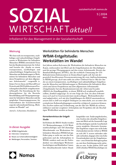 Cover der Ausgabe: Sozialwirtschaft aktuell (SWa) Jahrgang 34 (2024), Heft 5