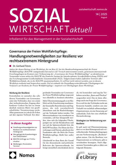 Cover der Ausgabe: Sozialwirtschaft aktuell (SWa) Jahrgang 35 (2025), Heft 14