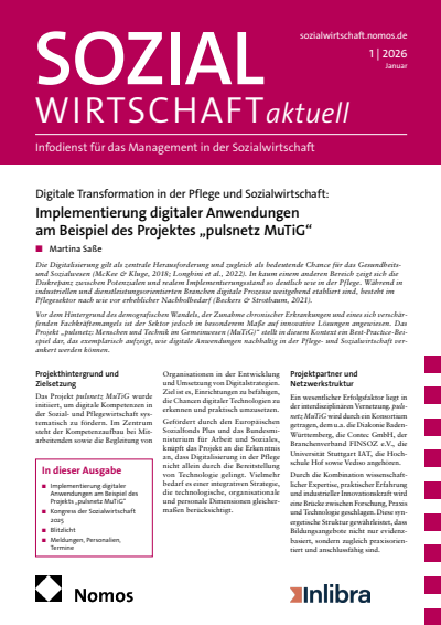 Cover der Ausgabe: Sozialwirtschaft aktuell (SWa) Jahrgang 36 (2026), Heft 1