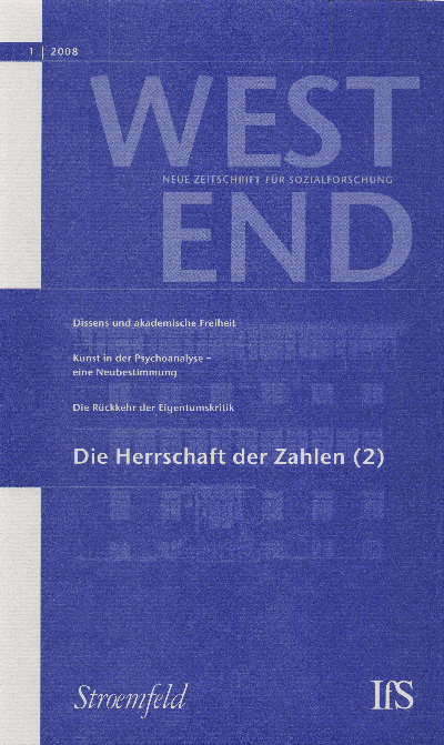 Cover der Ausgabe: WestEnd Jahrgang 5 (2008), Heft 1