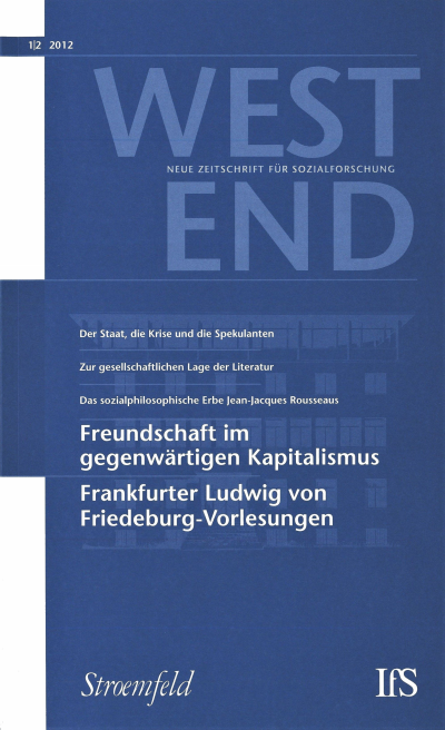 Cover der Ausgabe: WestEnd Jahrgang 9 (2012), Heft 1-2