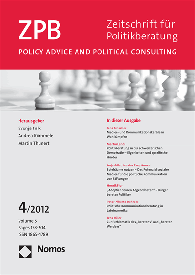 Cover of Volume: ZPB Zeitschrift für Politikberatung Volume 5 (2012), Edition 4
