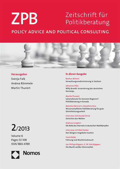 Cover of Volume: ZPB Zeitschrift für Politikberatung Volume 6 (2013), Edition 2
