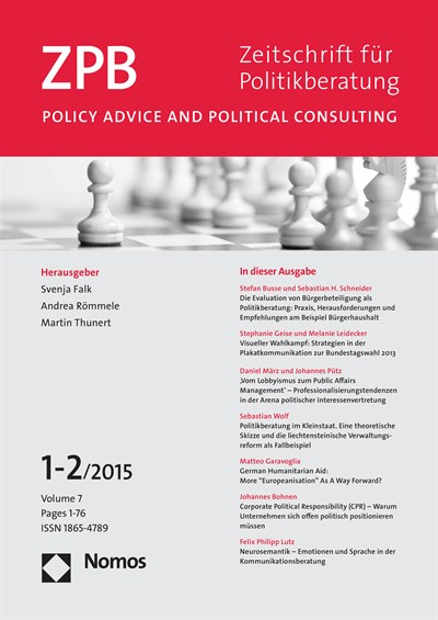Cover of Volume: ZPB Zeitschrift für Politikberatung Volume 7 (2015), Edition 1-2