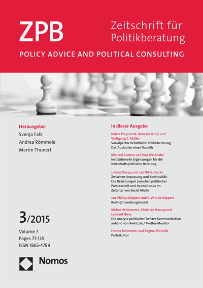 Cover of Volume: ZPB Zeitschrift für Politikberatung Volume 7 (2015), Edition 3