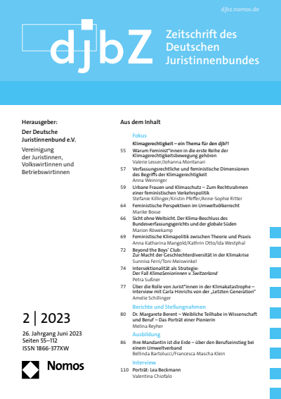 Cover of Volume: djbZ Zeitschrift des Deutschen Juristinnenbundes Volume 26 (2023), Edition 2