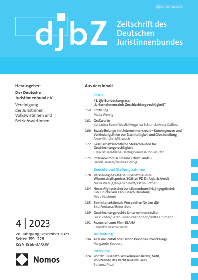 Cover of Volume: djbZ Zeitschrift des Deutschen Juristinnenbundes Volume 26 (2023), Edition 4