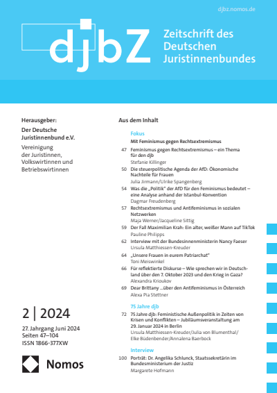 Cover of Volume: djbZ Zeitschrift des Deutschen Juristinnenbundes Volume 27 (2024), Edition 2