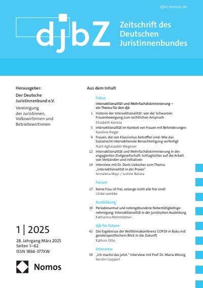 Cover of Volume: djbZ Zeitschrift des Deutschen Juristinnenbundes Volume 28 (2025), Edition 1