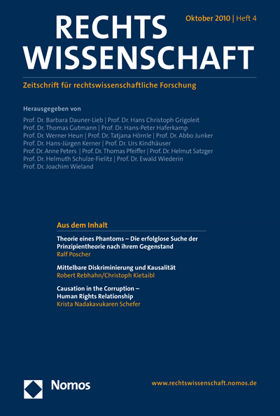 Cover der Ausgabe: RW Rechtswissenschaft Jahrgang 1 (2010), Heft 4