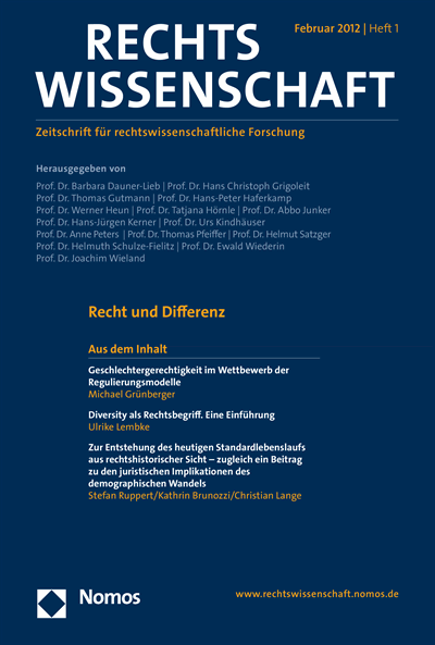 Cover der Ausgabe: RW Rechtswissenschaft Jahrgang 3 (2012), Heft 1
