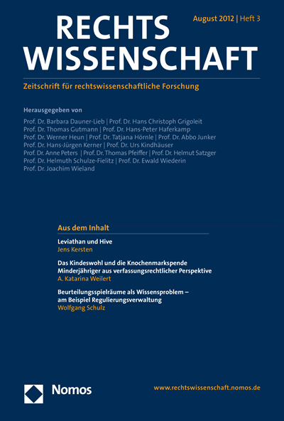 Cover der Ausgabe: RW Rechtswissenschaft Jahrgang 3 (2012), Heft 3