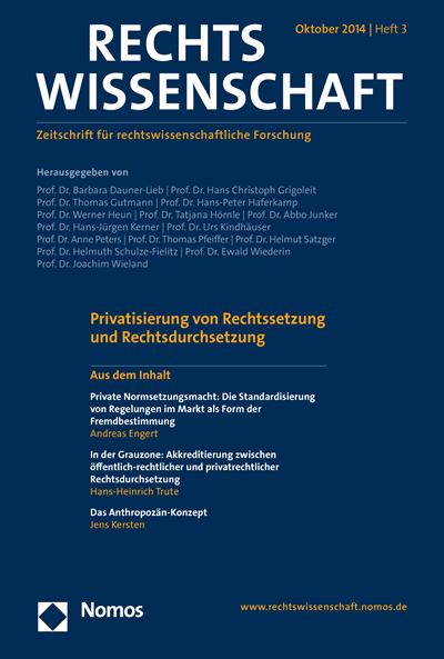Cover der Ausgabe: RW Rechtswissenschaft Jahrgang 5 (2014), Heft 3