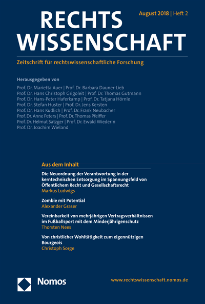 Cover der Ausgabe: RW Rechtswissenschaft Jahrgang 9 (2018), Heft 2