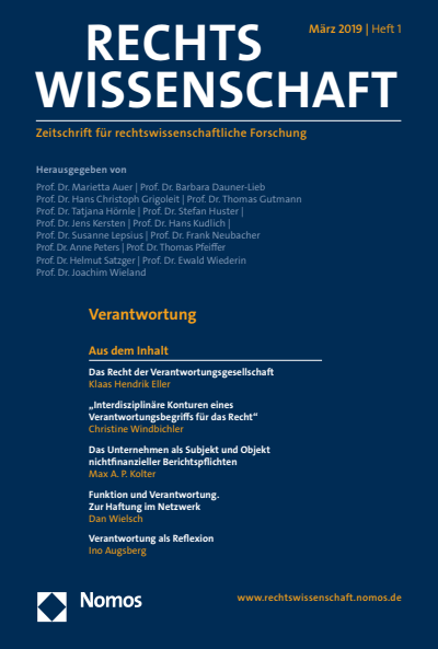Cover der Ausgabe: RW Rechtswissenschaft Jahrgang 10 (2019), Heft 1