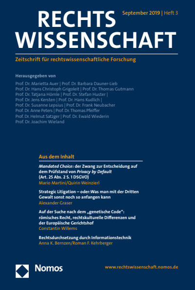 Cover der Ausgabe: RW Rechtswissenschaft Jahrgang 10 (2019), Heft 3