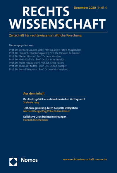 Cover der Ausgabe: RW Rechtswissenschaft Jahrgang 11 (2020), Heft 4