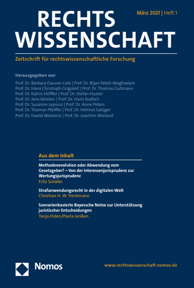 Cover der Ausgabe: RW Rechtswissenschaft Jahrgang 12 (2021), Heft 1