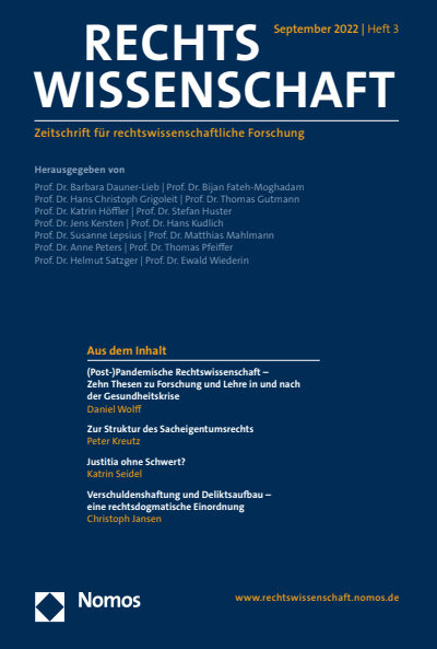 Cover der Ausgabe: RW Rechtswissenschaft Jahrgang 13 (2022), Heft 3