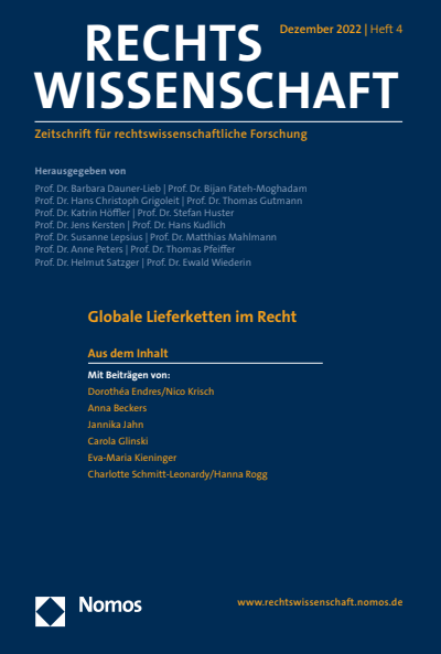 Cover der Ausgabe: RW Rechtswissenschaft Jahrgang 13 (2022), Heft 4