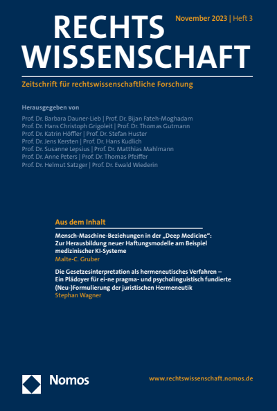 Cover der Ausgabe: RW Rechtswissenschaft Jahrgang 14 (2023), Heft 3