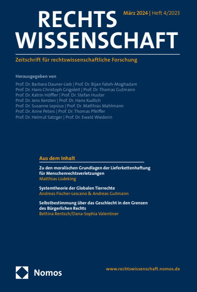 Cover der Ausgabe: RW Rechtswissenschaft Jahrgang 14 (2023), Heft 4