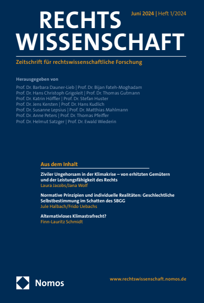 Cover der Ausgabe: RW Rechtswissenschaft Jahrgang 15 (2024), Heft 1