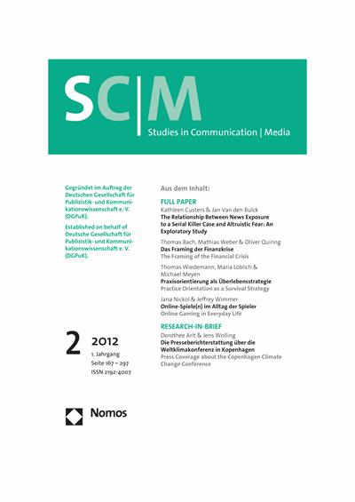 Cover of Volume: SCM Studies in Communication and Media Volume 1 (2012), Edition 2