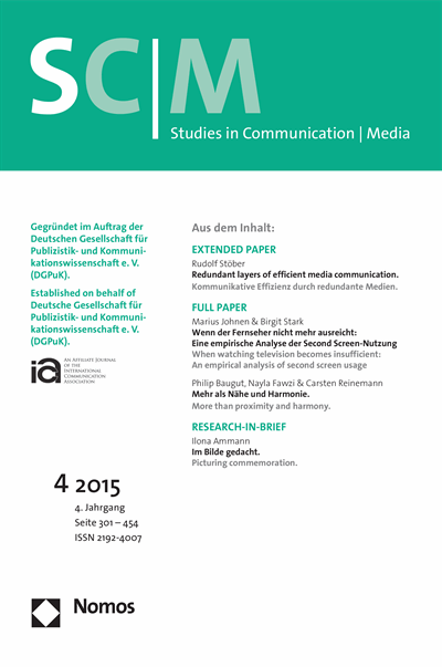 Cover der Ausgabe: SCM Studies in Communication and Media Jahrgang 4 (2015), Heft 4
