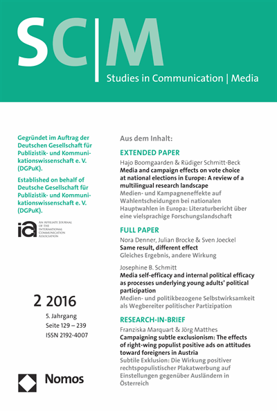 Cover der Ausgabe: SCM Studies in Communication and Media Jahrgang 5 (2016), Heft 2